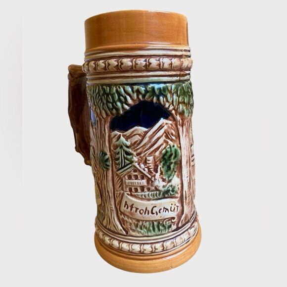 Vintage Japanese Ceramic Beer Mug German Style Beer Stein 7" - Picture 6 of 11